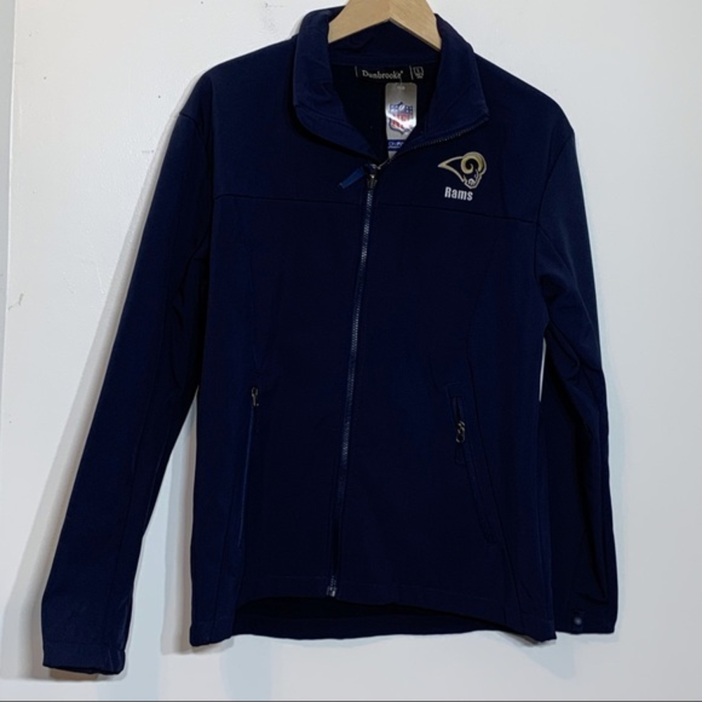 NWT NFL Rams Dunbrooke Navy Weather Resistant‎ Zip Front Embroidered Coat